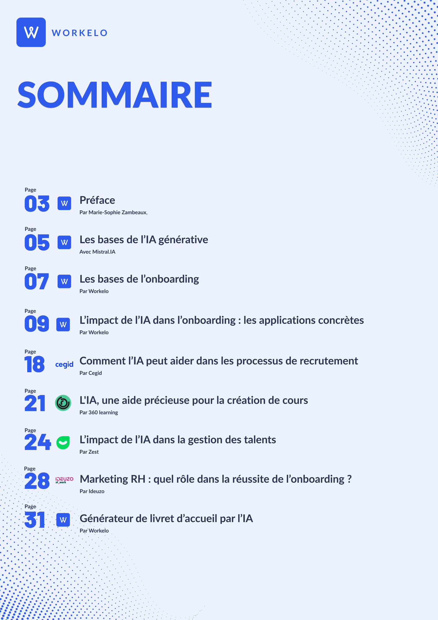 Sommaire ebook ia & onboarding